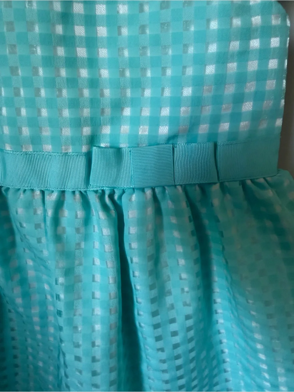 The Children’s Place Girls 4T Blue Gingham Jacquard Fit & Flare Bow Dress